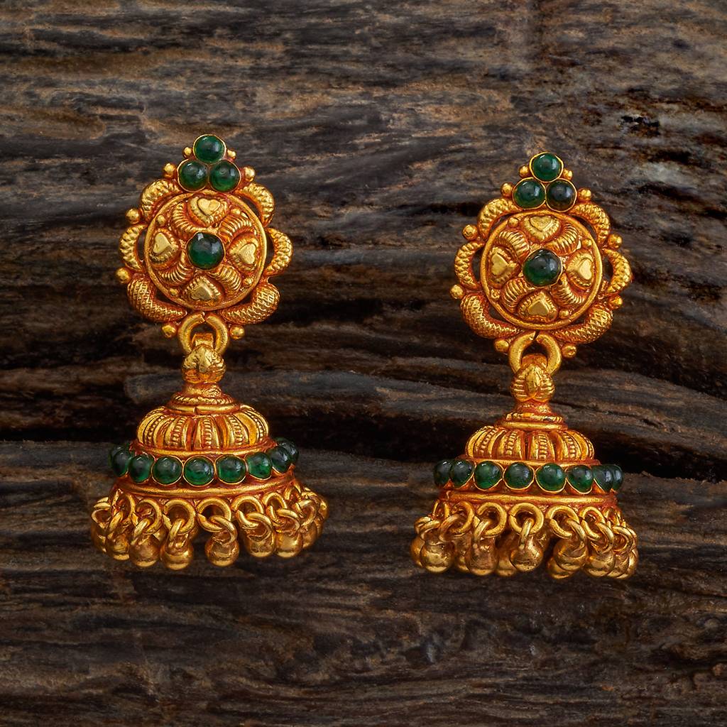 Kushal'S Fashion Jewellery Gold-Plated Ethnic 92.5 Pure Silver Temple Jhumkas-174135 : 417966