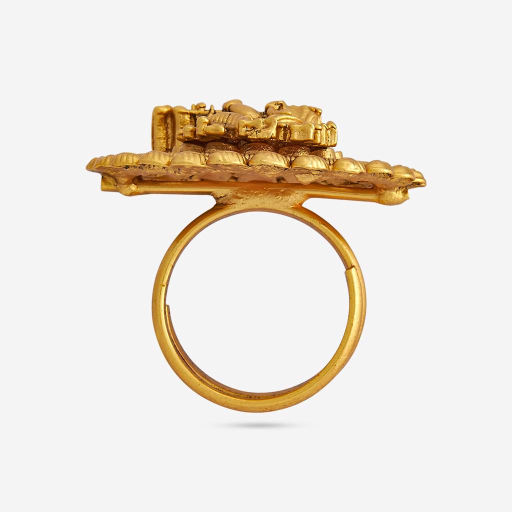 Gold Gold-Plated Ethnic Antique Finger Ring-447884 : 447884