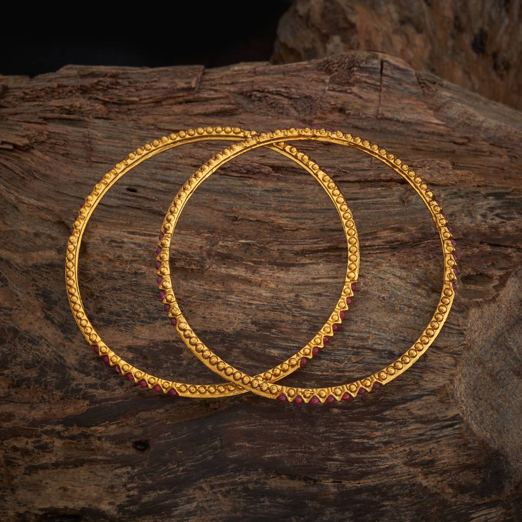 Kushal'S Fashion Jewellery Ruby Gold-Plated Ethnic Antique Bangle-182608 : 436015