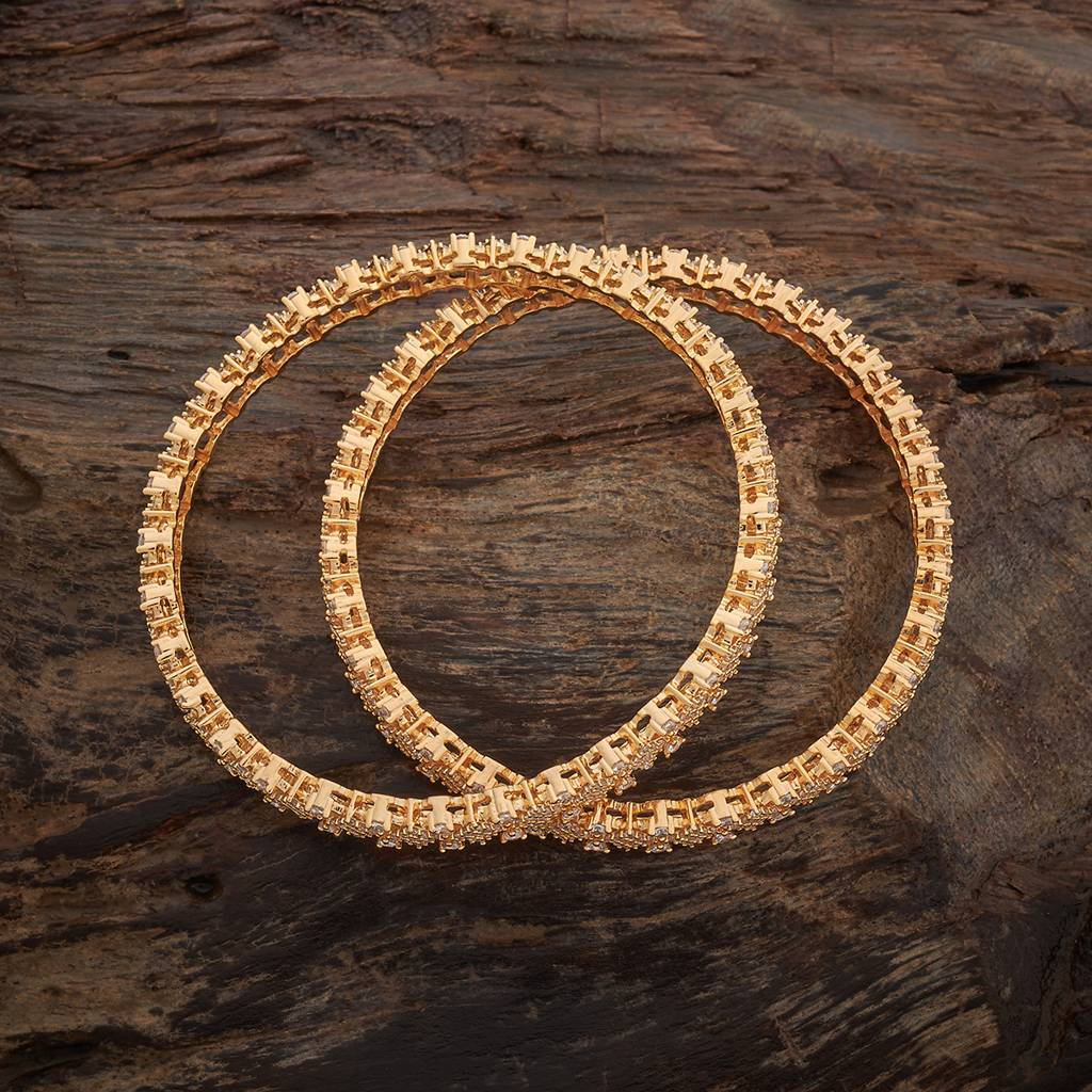 Kushal'S Fashion Jewellery White Gold-Plated Party Zircon Bangle-181982 : 434664