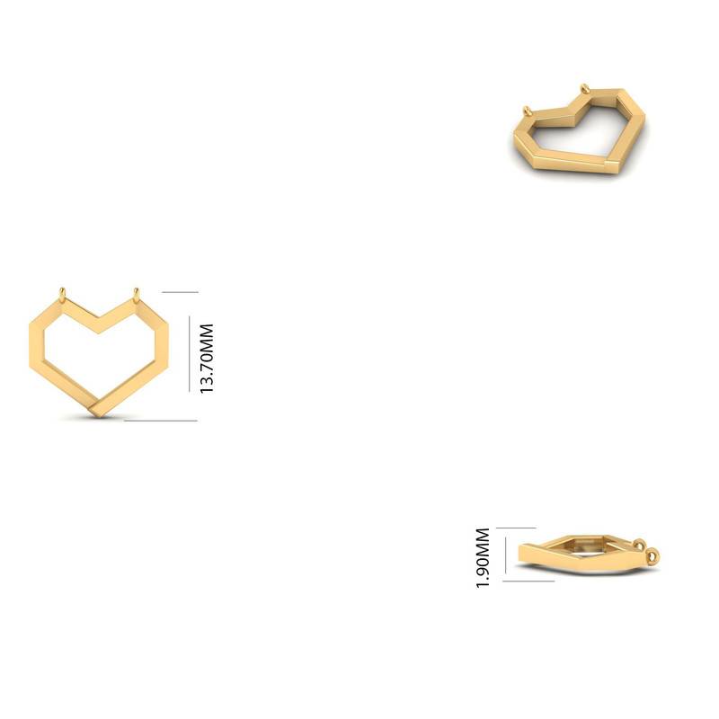 Geometric Heart Necklace 14K Gold Plated : TGDP-293-Y