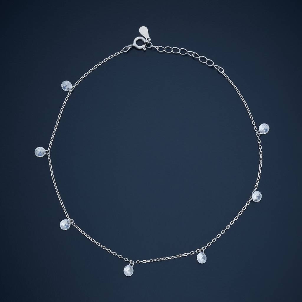 Kushal'S Fashion Jewellery White Rhodium-Plated Party 92.5 Sterling Silver Anklet-180710 : 431892