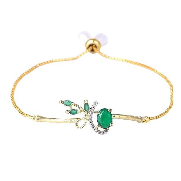 lry Combo Of Pendant Set For Women: Gold & Rhodium Plated Green American Diamond Contemporary Luxury  : OSAKCOM012-2TNGNPDERBRFN