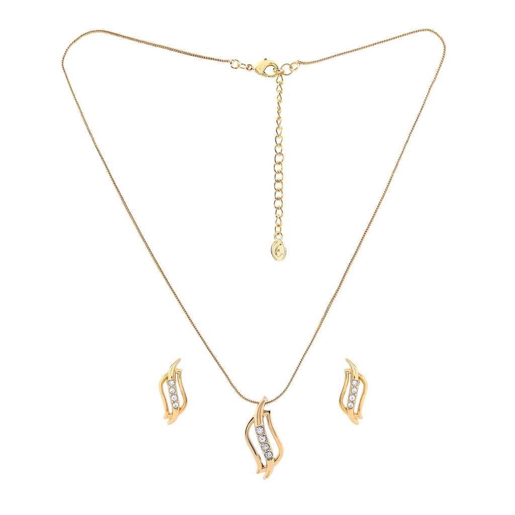 Estele Gold Plated Leaflet Designer Necklace Set With Austrian Crystals For Women : 8209NKER