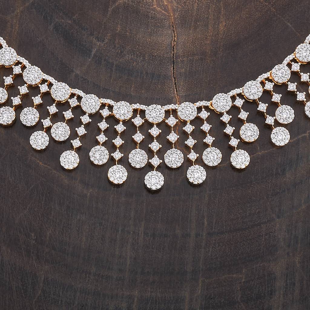 Kushal'S Fashion Jewellery Rhodium-Plated Cubic Zirconia Studded Jewellery Set : 424492