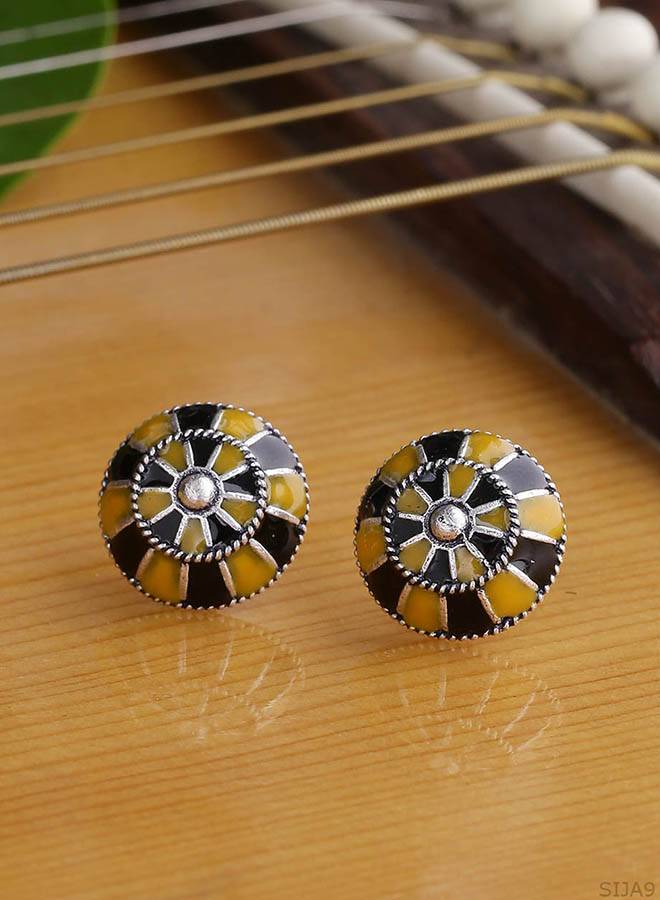 Taal Mridang Enameled Dholki Stud Earrings : 8907617985787