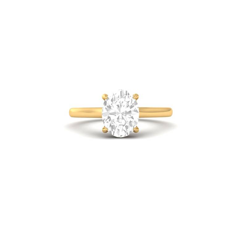 Classic Oval Cut Moissanite Solitaire Ring 14 Yellow Gold Plated : TGDR-618-R-6