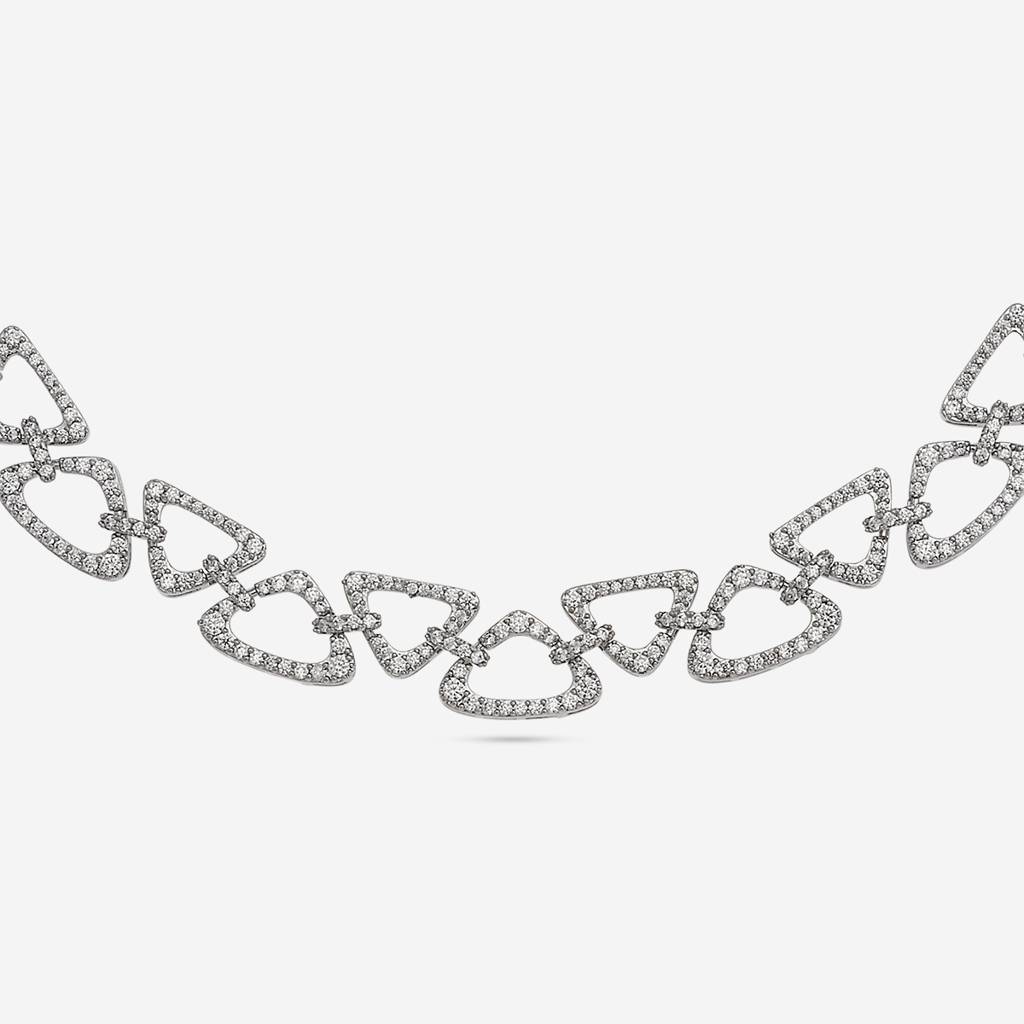 White Plated Party Zircon Necklace Set-444851 : 444851