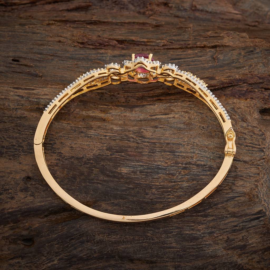 Kushal'S Fashion Jewellery Ruby Rhodium-Plated Zircon Studded Party Kada-177514 : 425610