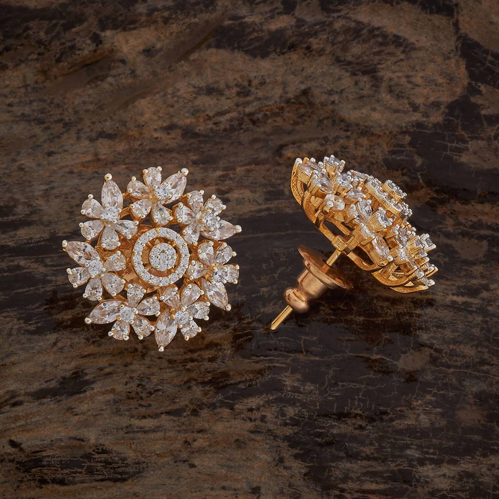 Kushal'S Fashion Jewellery White Rhodium Gold-Plated Party Zircon Stud Earrings-182468 : 435771