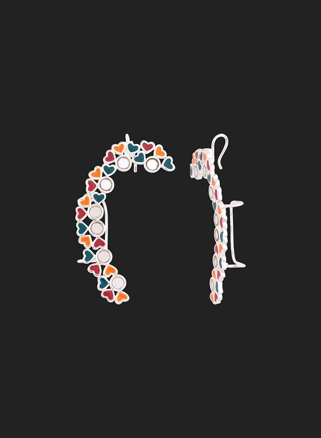 Truck Art Colourful Enamel An Mirror Work Cuff Earrings : 8905124071931