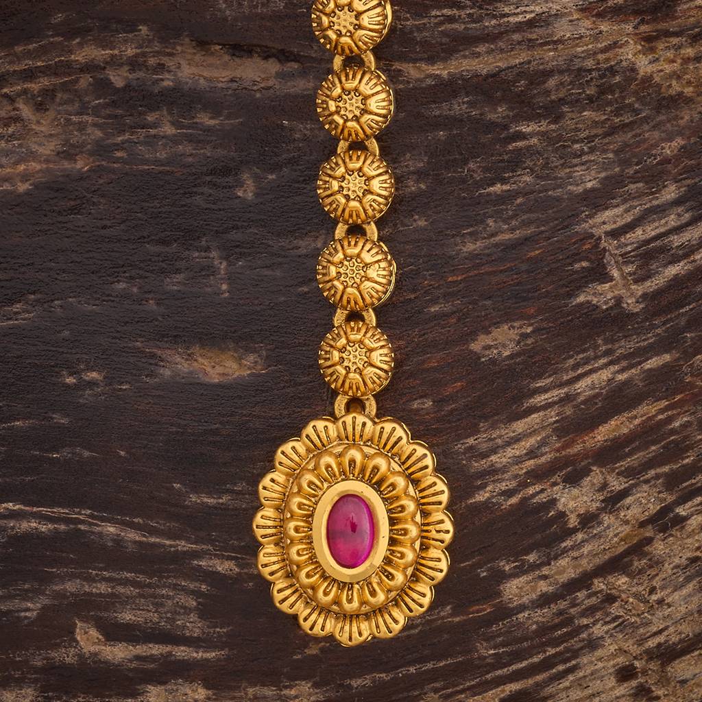 Kushal'S Fashion Jewellery Ruby Gold-Plated Ethnic Antique Tikka -435213 : 435213