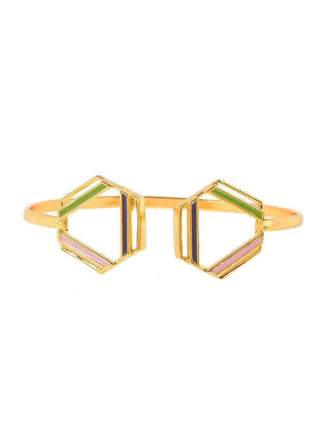 Benzene Geometric Enamelled Cuff Bracelet : 8905124456745