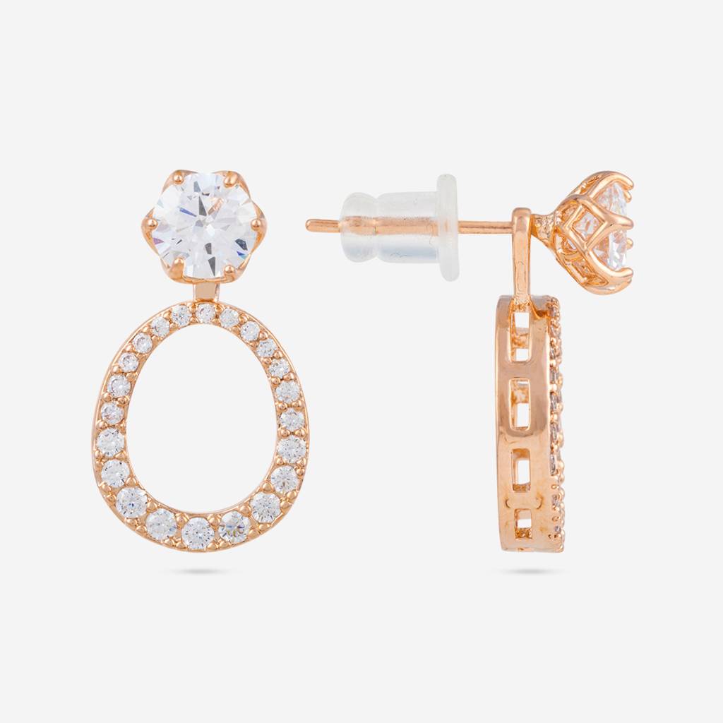 Kushal'S Fashion Jewellery White Rose-Gold Plated Party Trendy Zircon Drops-187405 : 446464