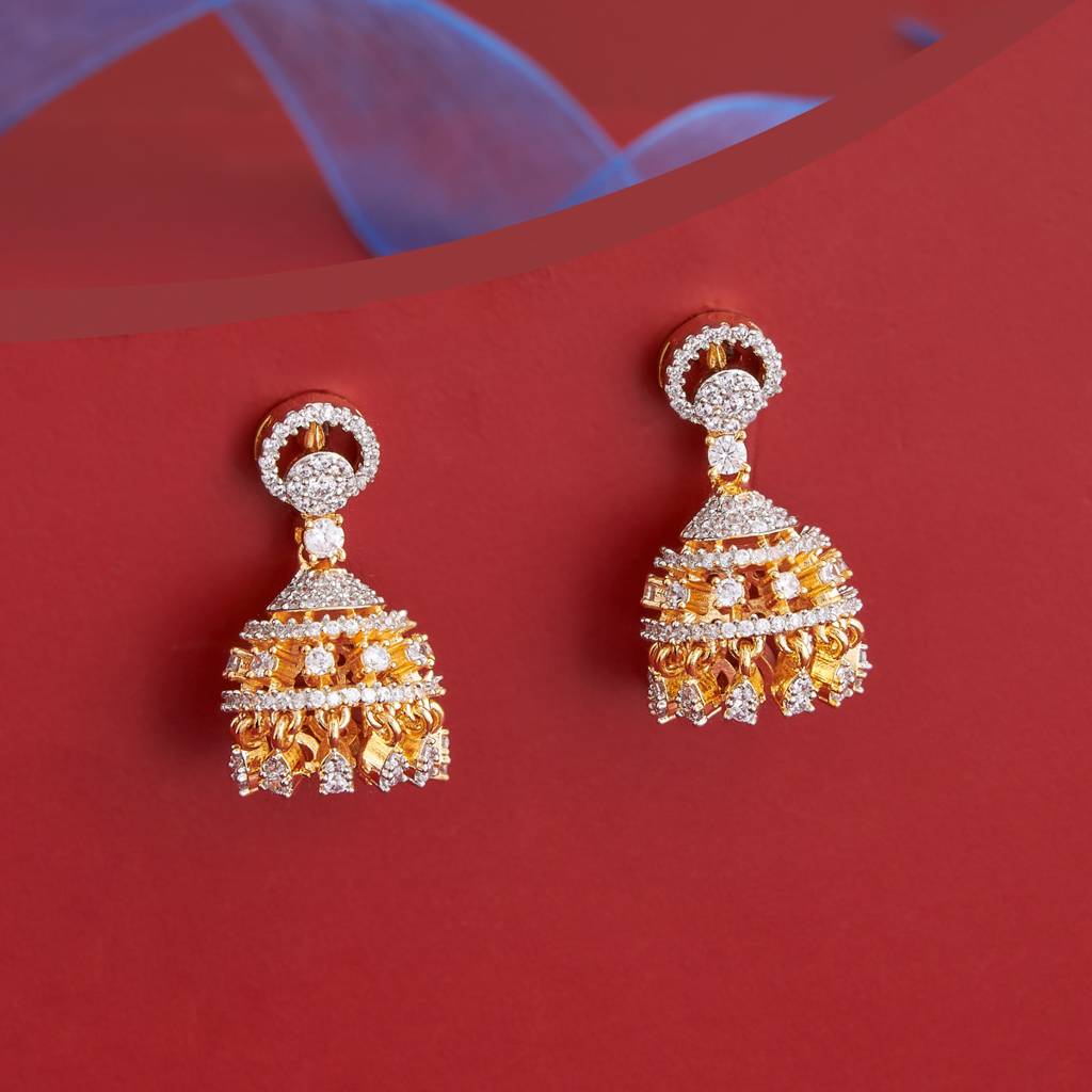 Kushal'S Fashion Jewellery -Plated Party Trendy Zircon Jhumkas