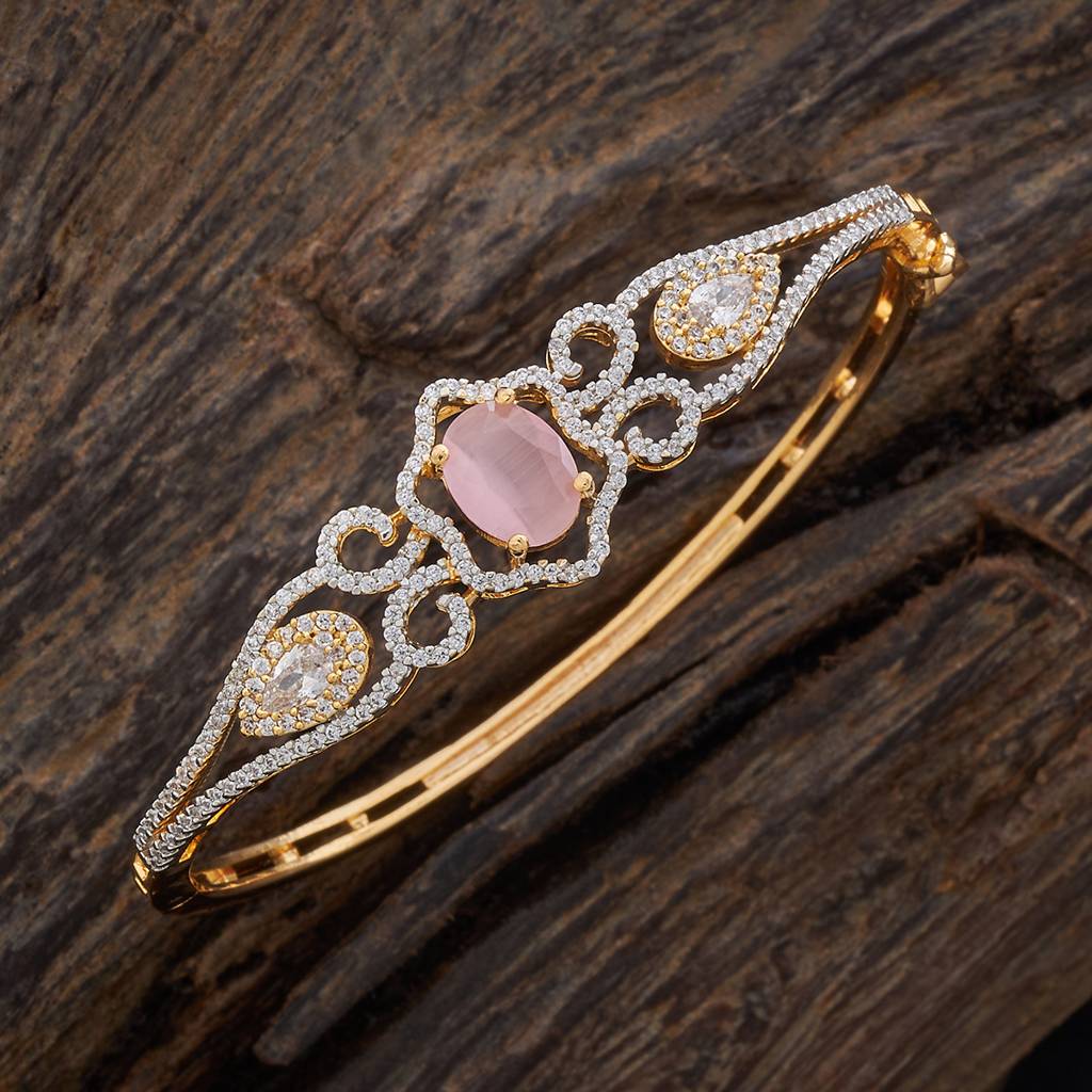 Kushal'S Fashion Jewellery Ruby Rhodium-Plated Zircon Studded Party Kada-177514 : 425610