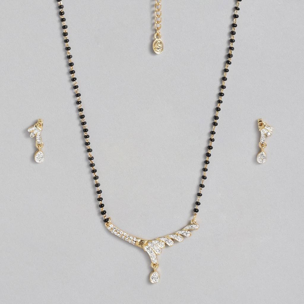 Estele Gold & Rhodium Plated Wave Shaped Mangalsutra Necklace Set For Women : EMS13080053NKER