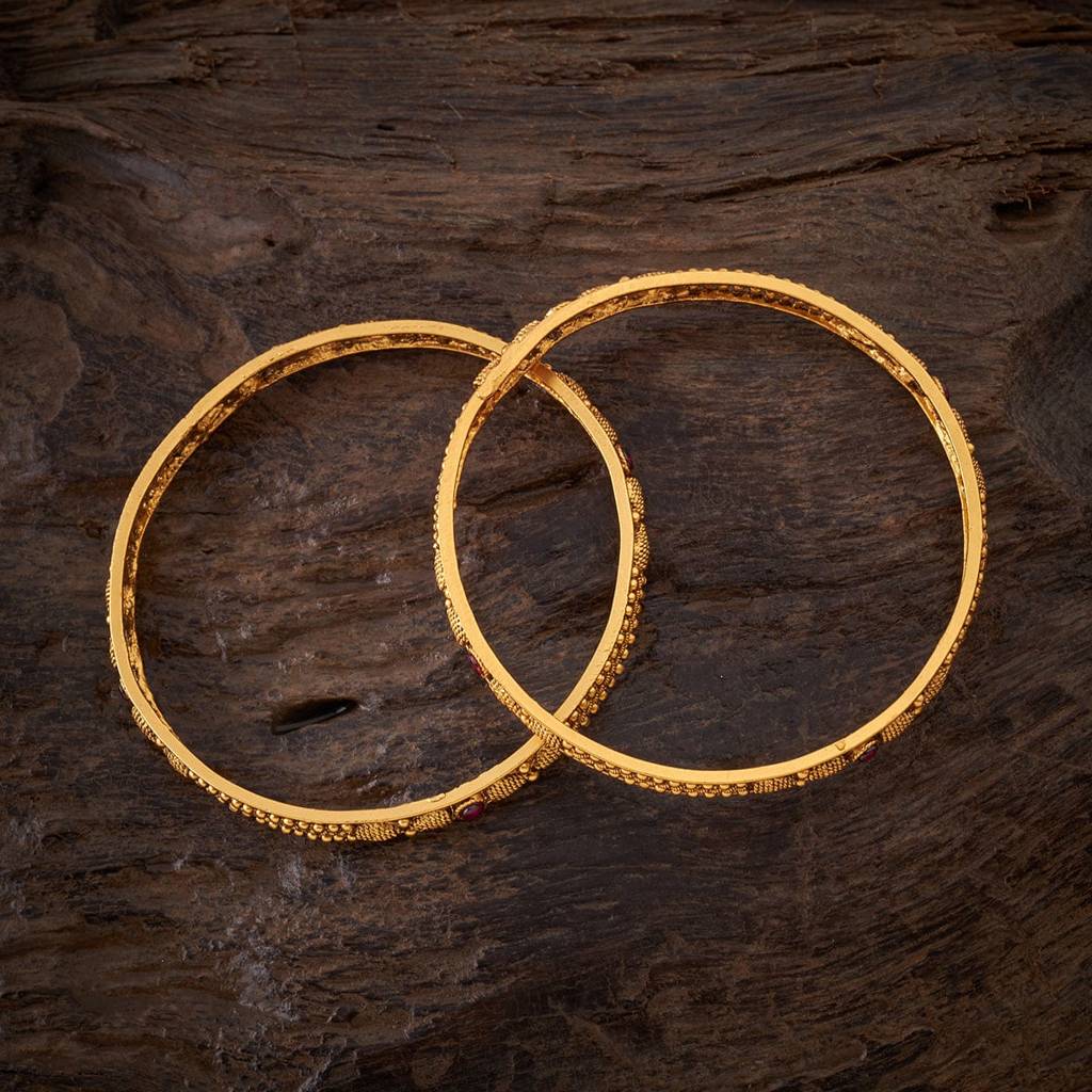 Kushal'S Fashion Jewellery Ruby Gold-Plated Ethnic Antique Bangle-150356 : 406020
