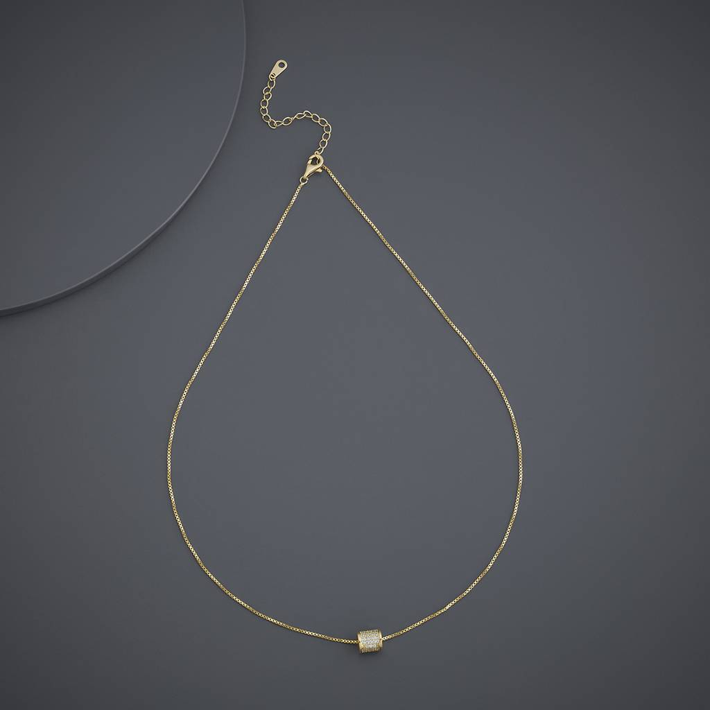 Kushal'S Fashion Jewellery White Rose Gold-Plated Party Imported Pendant Chain-441739 : 441739