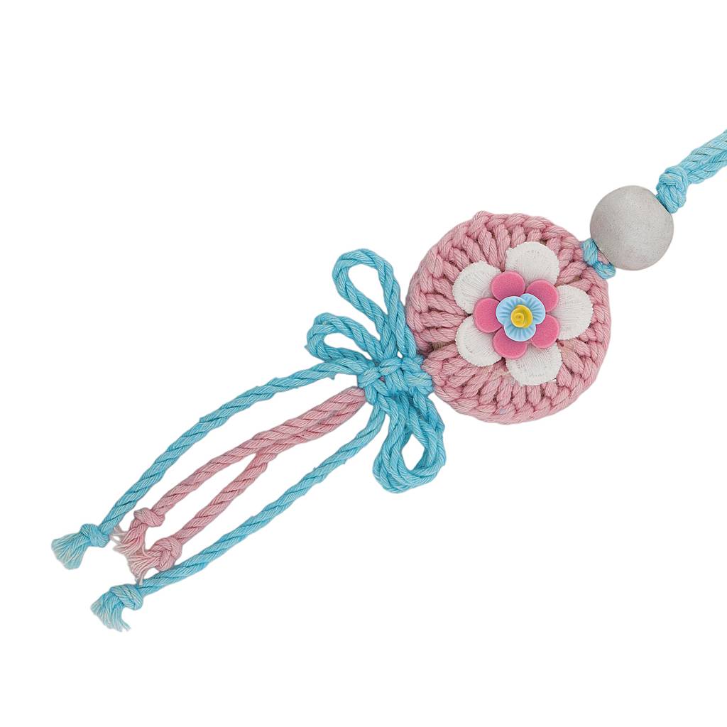 Handwoven Floral Crochet Bhaiya Bhabhi Rakhi Set : 8905124561302