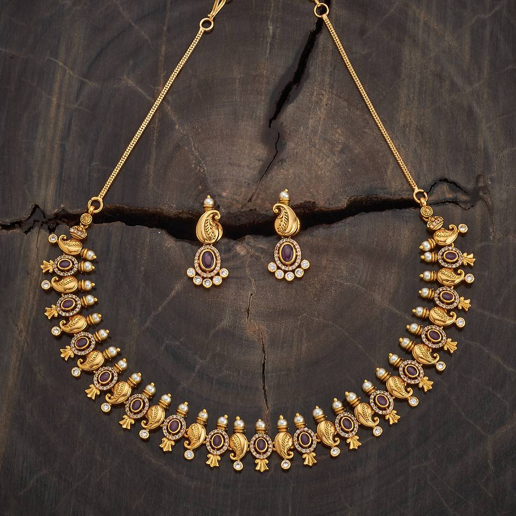 Kushal'S Fashion Jewellery Ruby Gold-Plated Ethnic Antique Jewellery Set-183457 : 438078