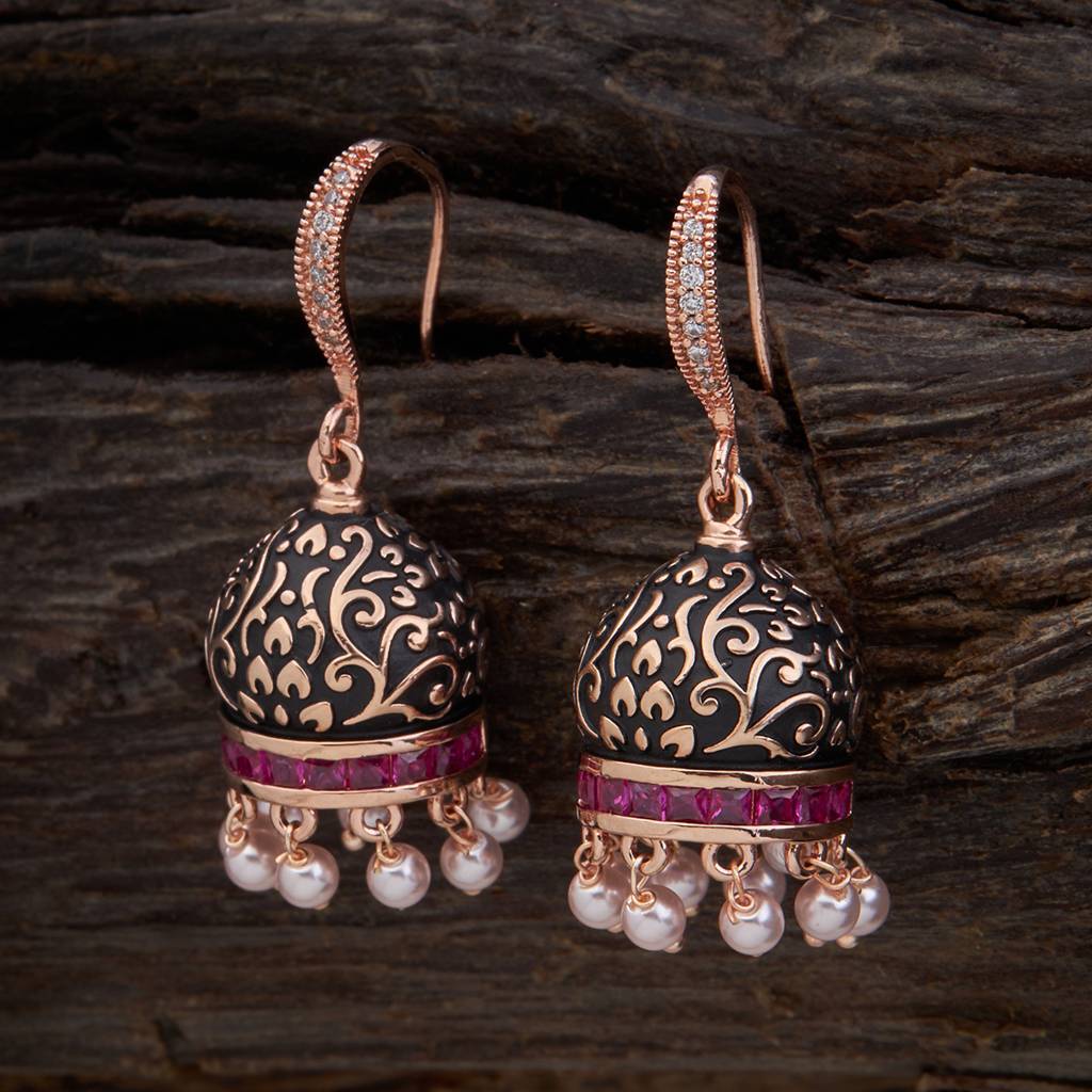 Kushal'S Fashion Jewellery Rose Gold-Plated Party Zircon Jhumkas-157252 : 378195