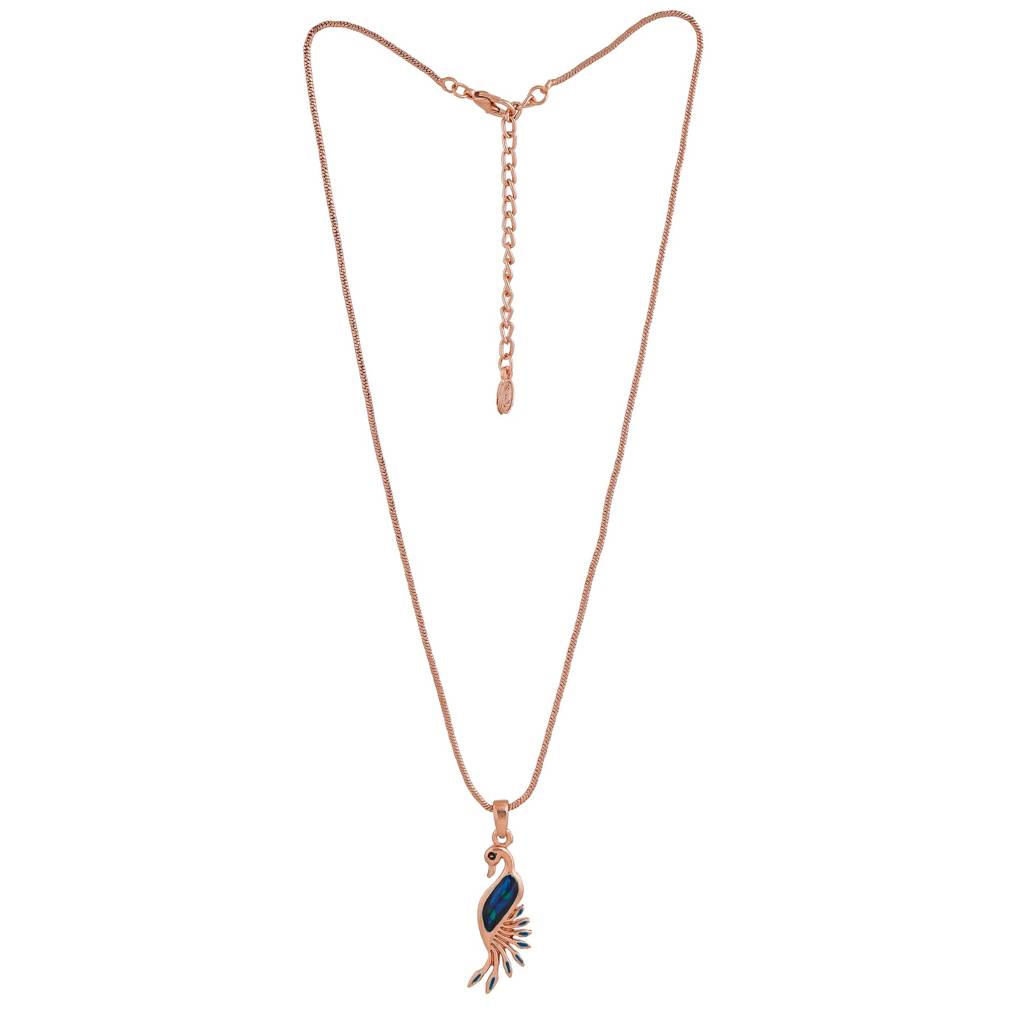Estele Rosegold Plated Peacock Shaped Pendant With Enamel For Women : 896-RGPENDANT