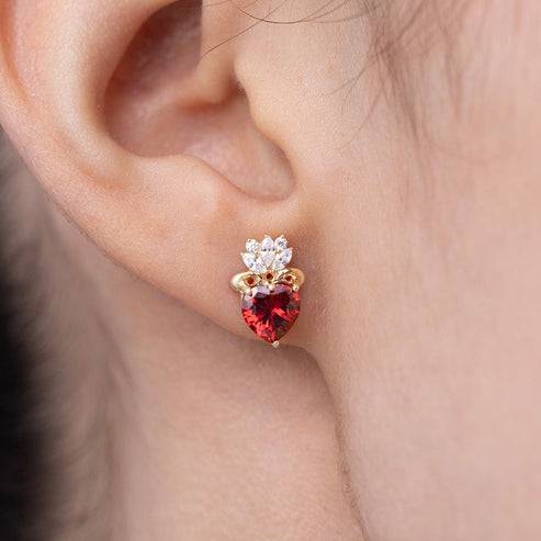 18K Gold Vermeil Royal Crimson Heart Pendant And Earring Set For Her | Gift For  Womens And Girls : KNP0051_KES0036