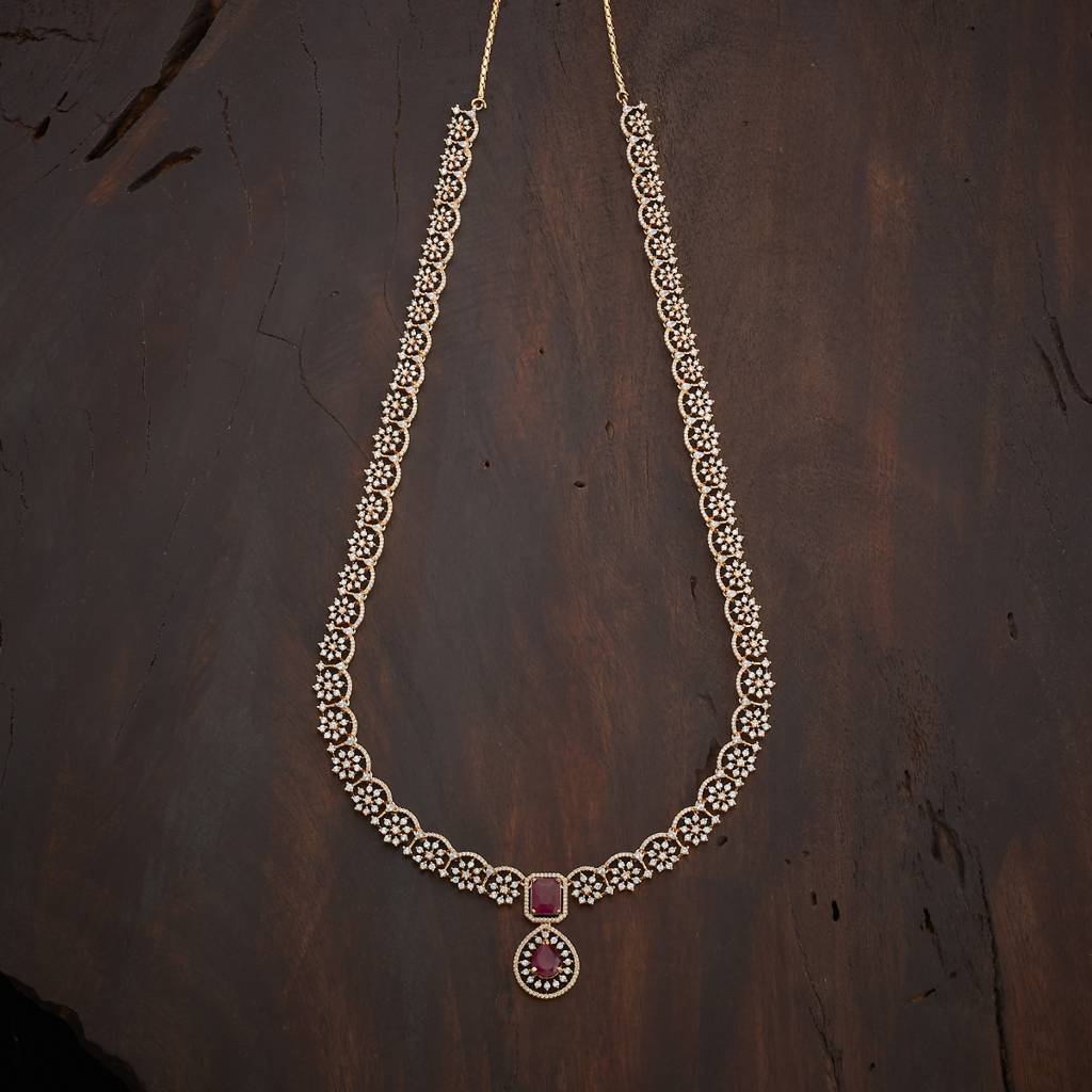 Kushal'S Fashion Jewellery Ruby Gold-Plated Party Zircon Long Necklace-436454 : 436454