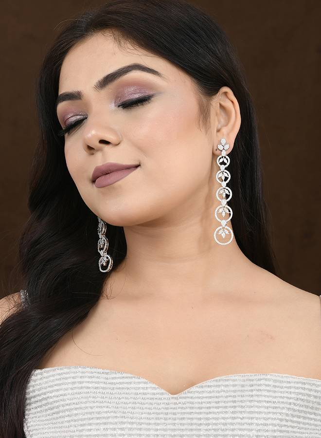 Sparkling Elegance Eternal Grace American Diamond Dangler Earrings : 8905124528411