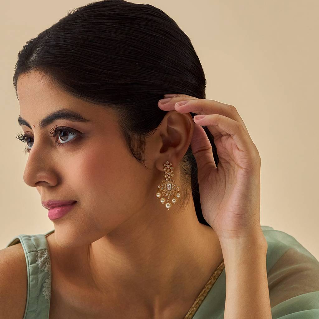 Kushal'S Fashion Jewellery Plated Party Zircon Drop Earrings-175774 : 421355