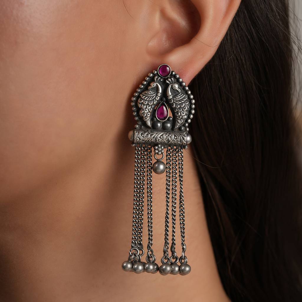Peacock Nakashi Silver Earrings : SSE850