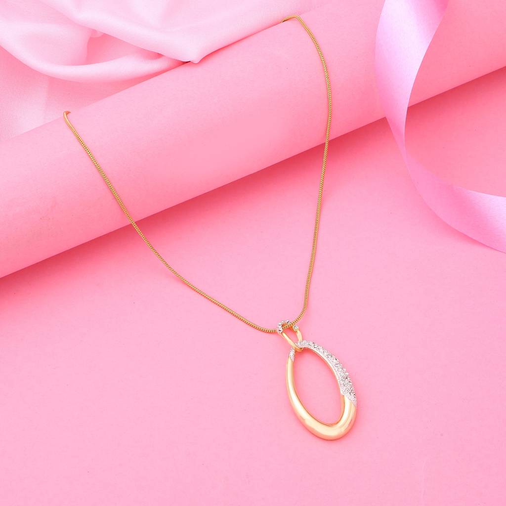 Estele Gold & Rhodium Plated Loop Designer Pendant With Austrian Crystals For Women : 596PENDANT
