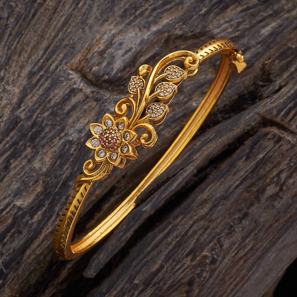 Kushal'S Fashion Jewellery Ruby Gold-Plated Ethnic Antique Kada-172667 : 413082