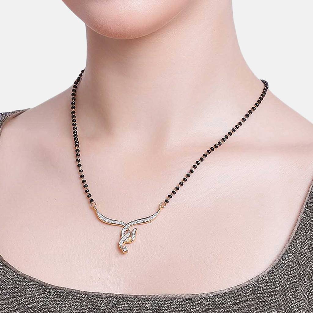 Estele Gold & Rhodium Plated Splice Designer Mangalsutra Necklace Set For Women : EMS14080071NKER