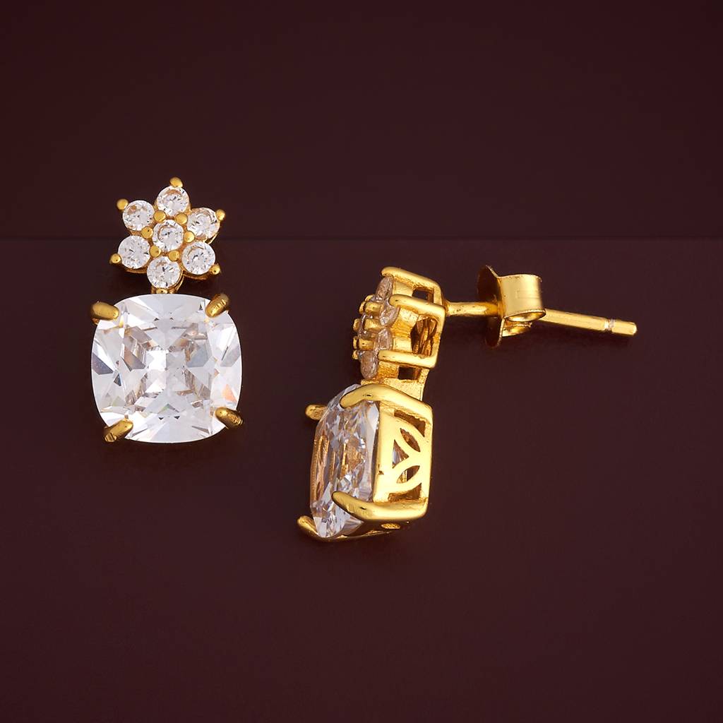 Kushal'S Fashion Jewellery Plated Zircon 92.5 Sterling Silver Studs-183077 : 437141