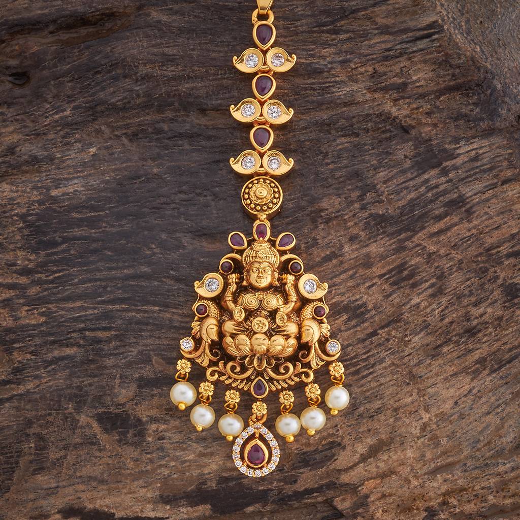 Kushal'S Fashion Jewellery Ruby Gold-Plated Ethnic Antique Maang Tikka-180564 : 431521
