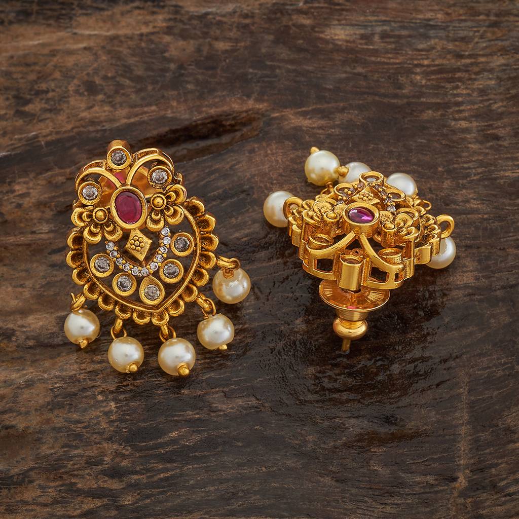 Kushal'S Fashion Jewellery Ruby Gold-Plated Ethnic Antique Studs-413069 : 413069