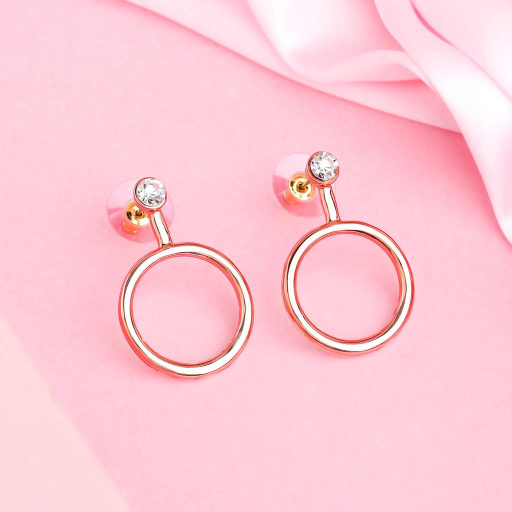 Estele Rosegold Plated Stylish Circular Designer Earrings For Women : 690709-RGER