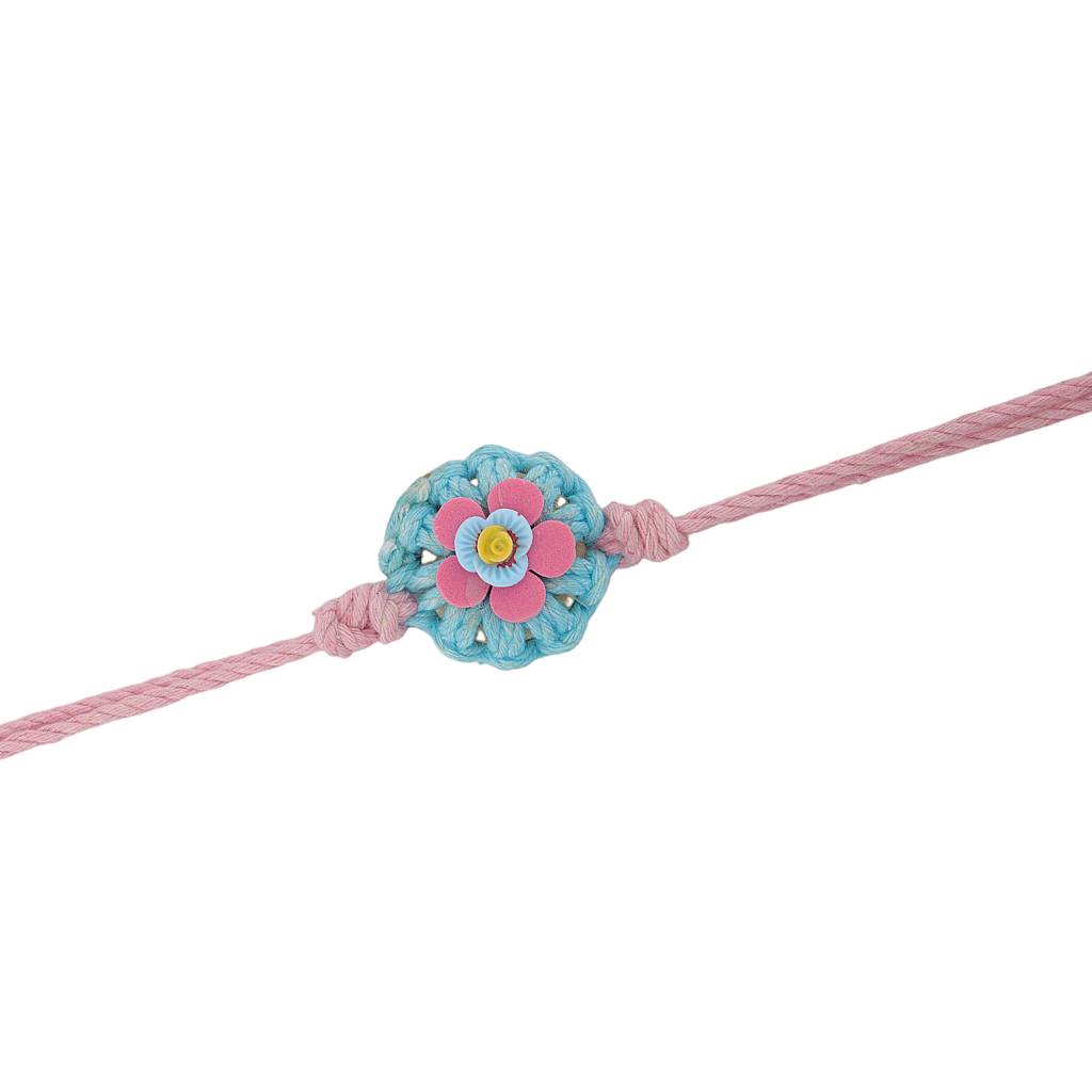 Handwoven Floral Crochet Bhaiya Bhabhi Rakhi Set : 8905124561302