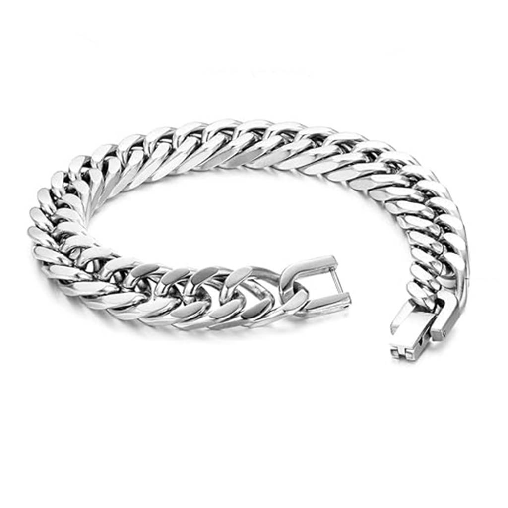 Silver Plated Stainless Steel Openable Stylish Link Chain Bracelet Fashion Jewellery For Men & Boys : PX5SB111