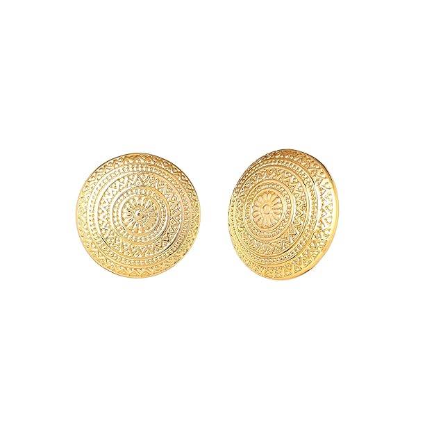 Gold Plated Circular Pattern Stylish & Elegant Stud Earrings For Girls : 298707-2NIGER