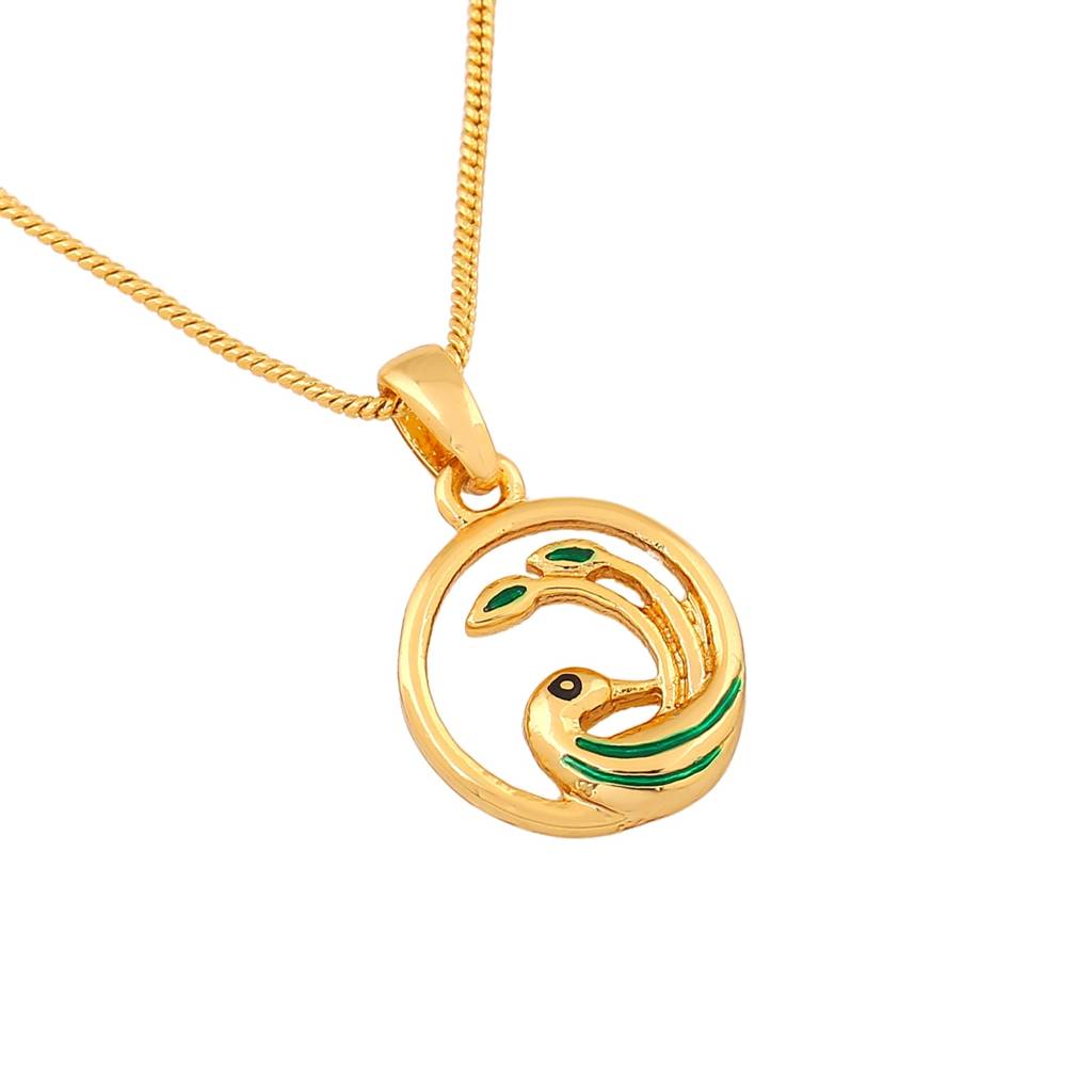 Estele Gold Plated Encircled Peacock Designer Pendant For Women : 900PENDANT