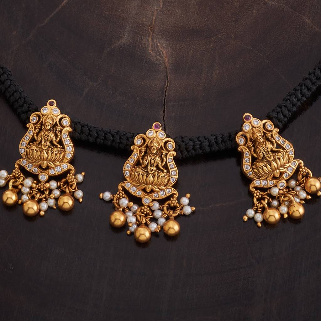 Kushal'S Fashion Jewellery White Oxidised Gold-Plated Ethnic 92.5 Pure Silver Temple Necklace-165757 : 403194