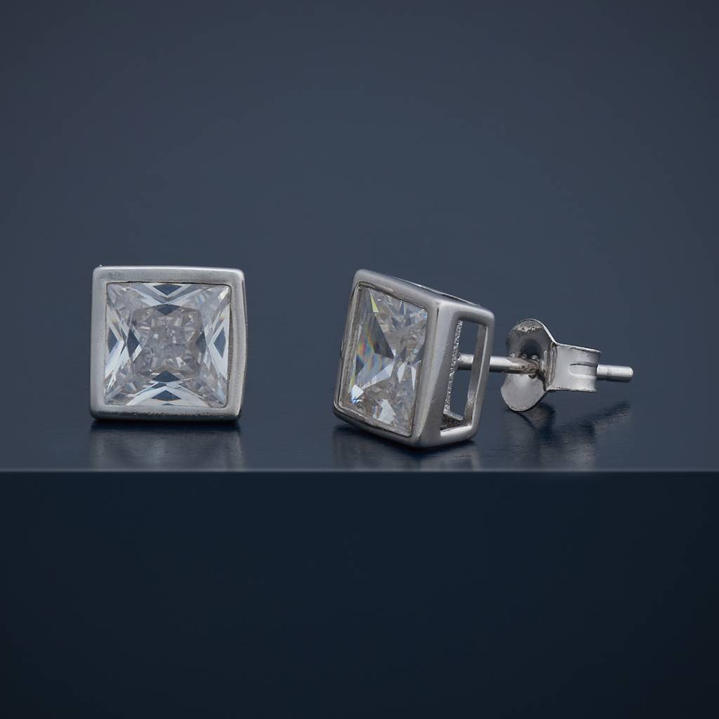 Kushal'S Fashion Jewellery Plated Zircon 92.5 Sterling Silver Studs-183238 : 437853