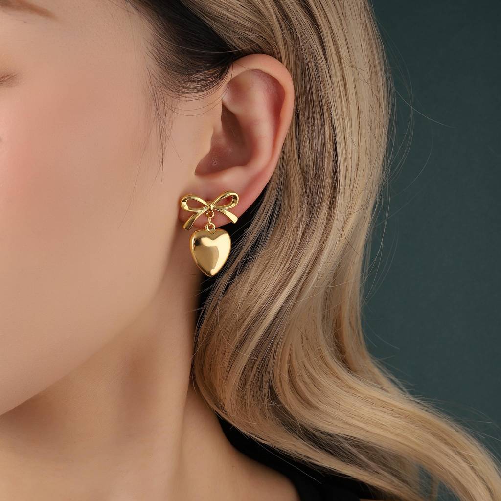 Tactile Heart Gold Earring : ES13499-G