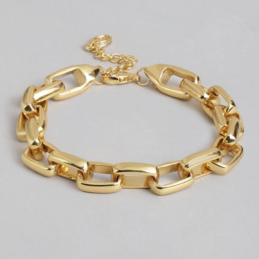Estele Gold Plated Trendy Rectangle Link Bracelet For Women : 190BR