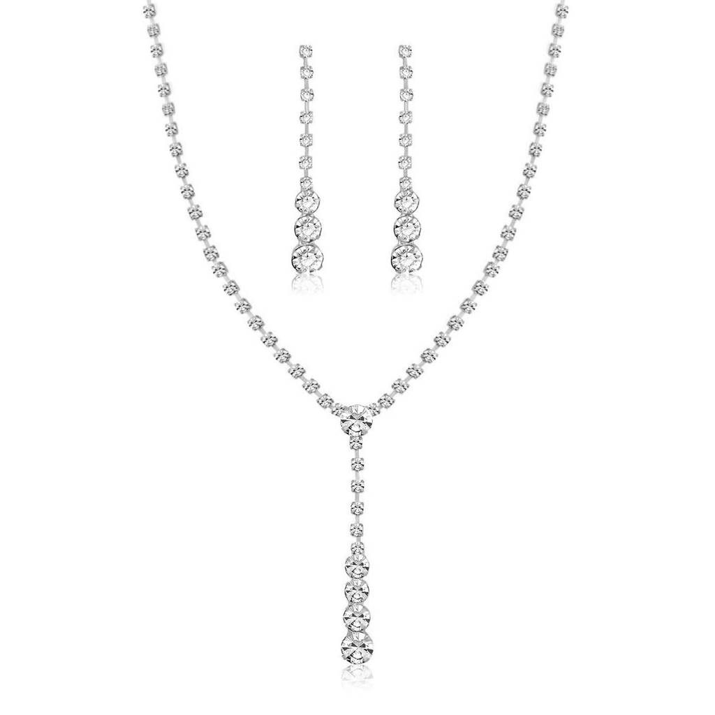 American Diamond Studded Necklace & Earrings Set Fashion Stylish Design Jewellery Gift For Women & Girls-Px8N18 : PX8N18