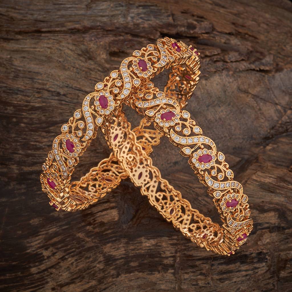 Kushal'S Fashion Jewellery Ruby Gold-Plated Party Zircon Bangle-184915 : 447804