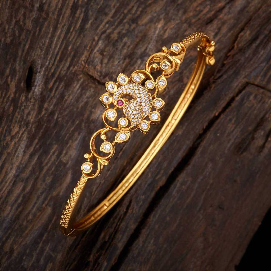 Kushal'S Fashion Jewellery White Gold-Plated Ethnic Antique Kada-139590 : 393744